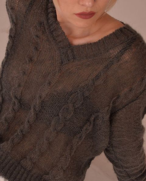 Mohair Yarn on cone, 950m/100g, color Grey