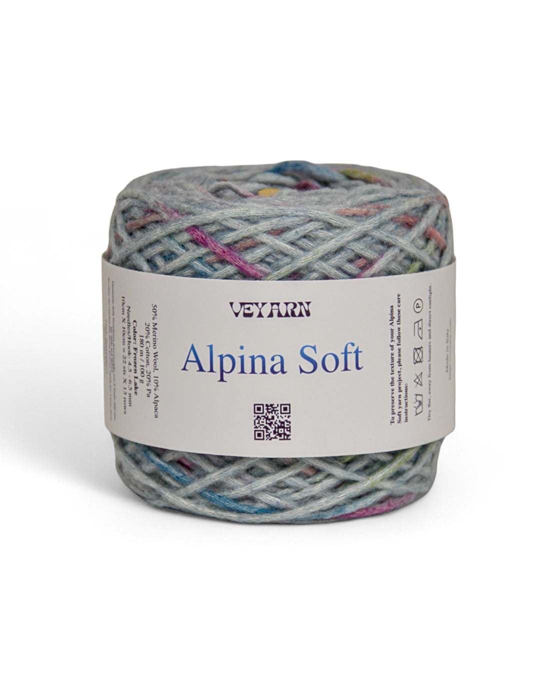Alpina Soft Frozen Lake — Italian merino alpaca cotton blend cord yarn 100g