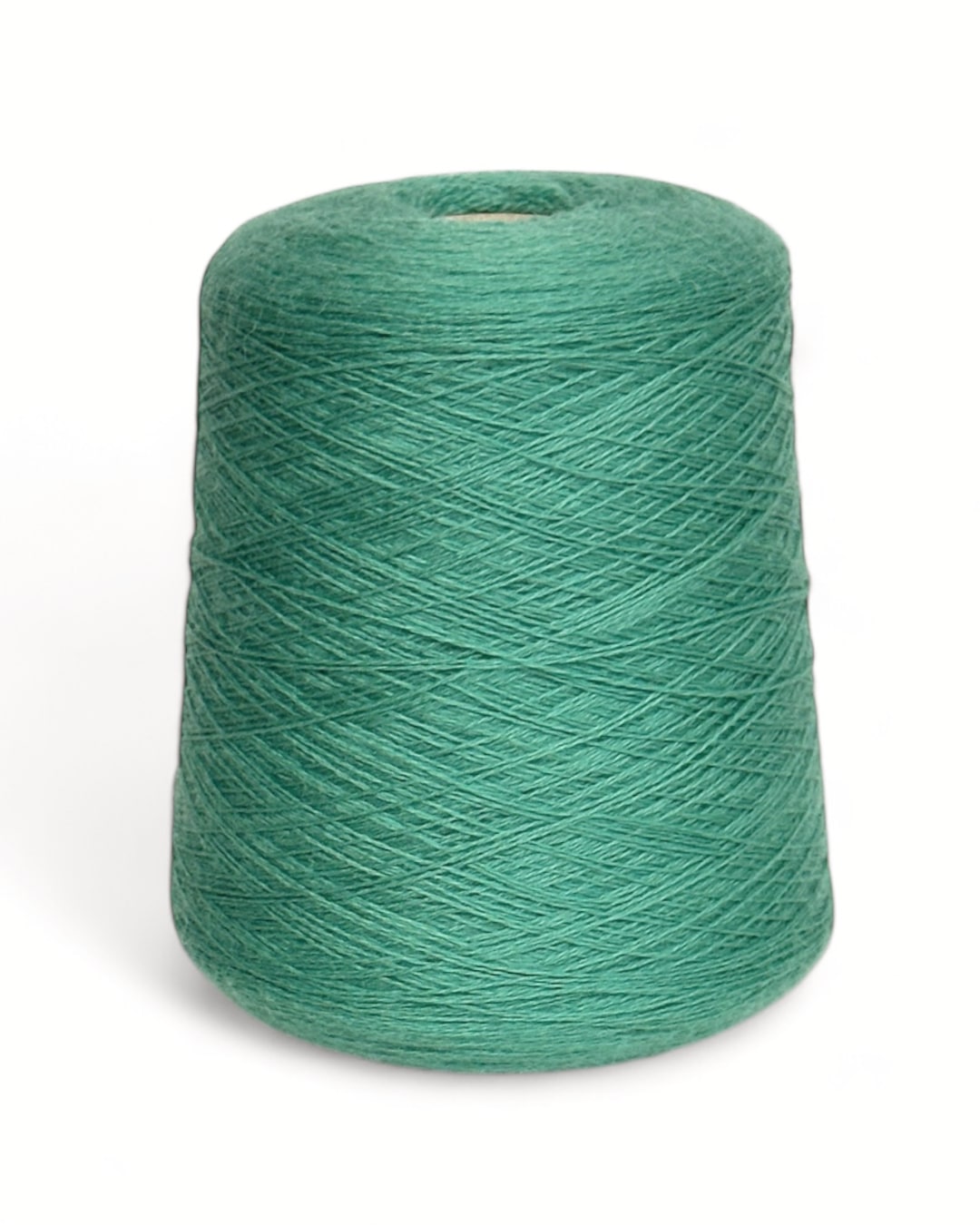 Green angora blend yarn cone, 750 m / 100 g