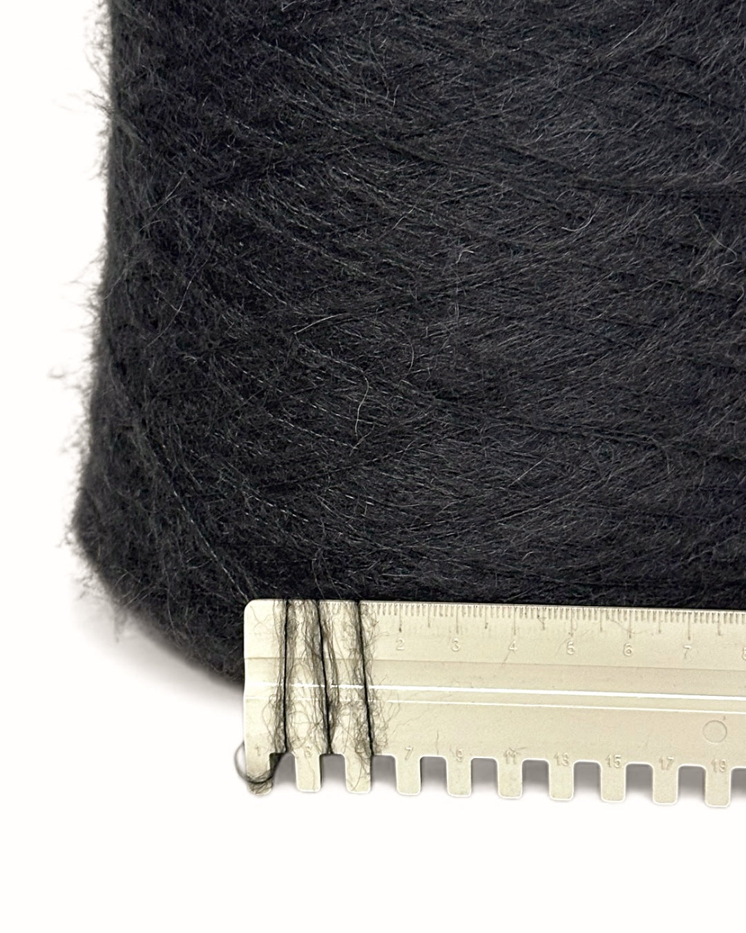 Carbon Black — fluffy mohair yarn Dallas on cone, 950m/100g