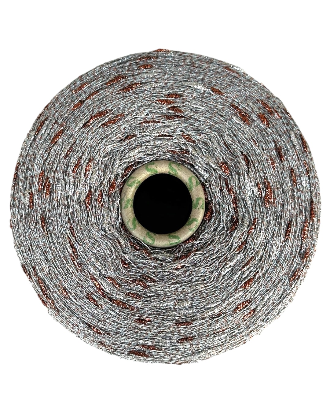 Roll of wire with a central core on a white background