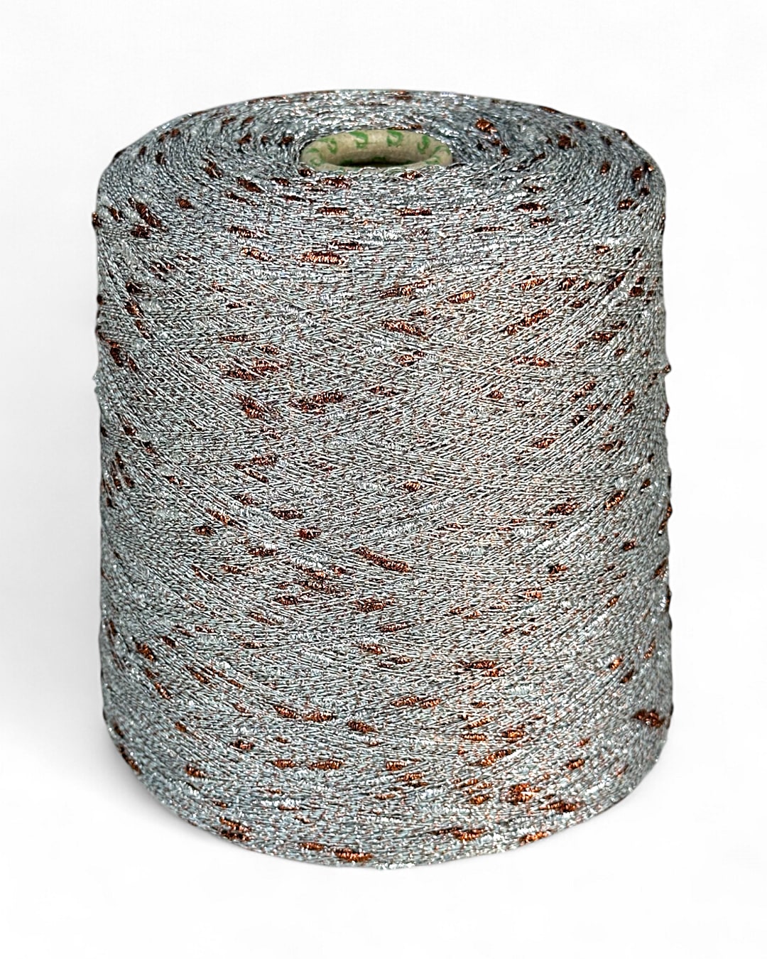 Stellina knot yarn with shimmer, Copper Ice color, on cone