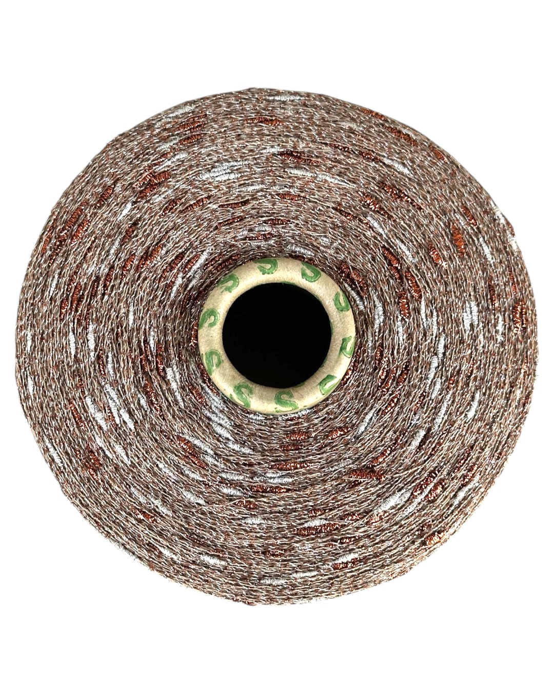 Roll of metal mesh with a central core on a white background
