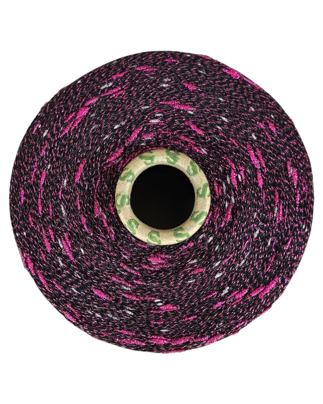 Stellina Fuchsia Coal – вид сверху на конус пряжи
