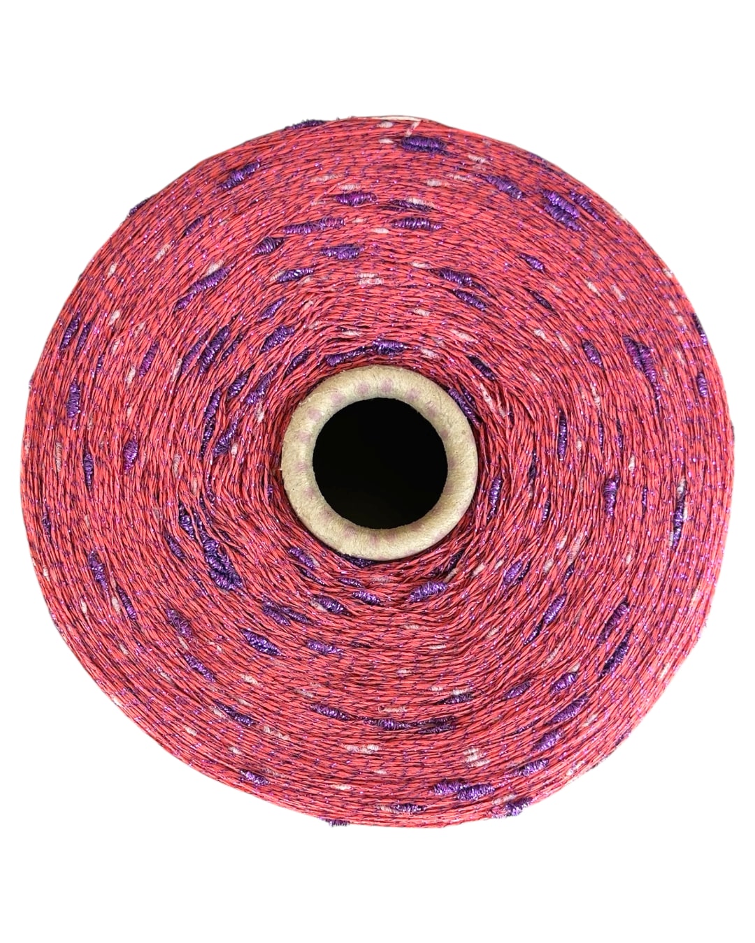 Filato Plum Papaya con base arancione corallo e riflessi viola