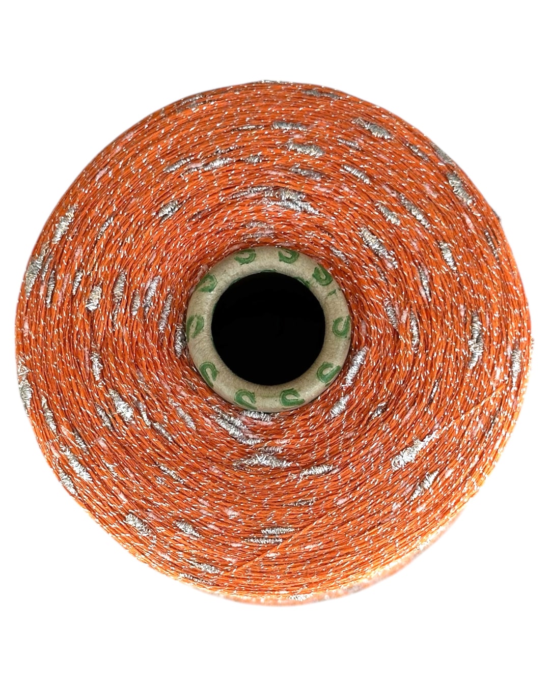 Roll of orange and silver mesh on a white background