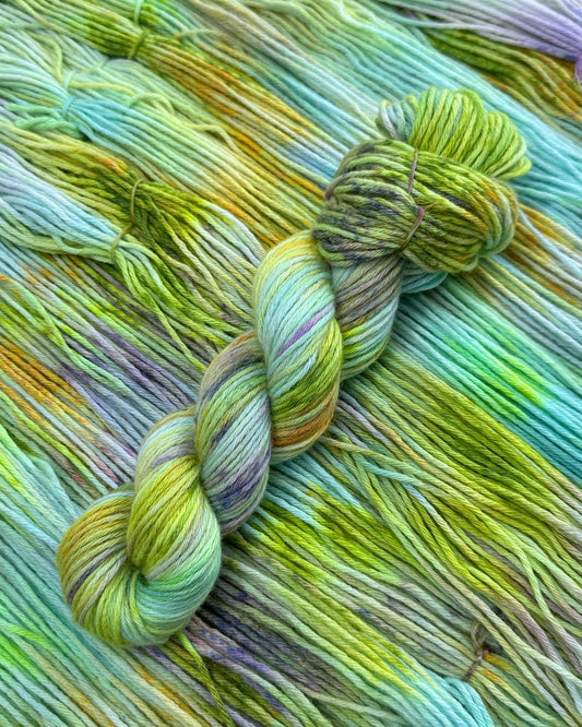 Merino Cashmere Cotton, color Hawaiian Breeze, Hand Dyed Yarn, 50g