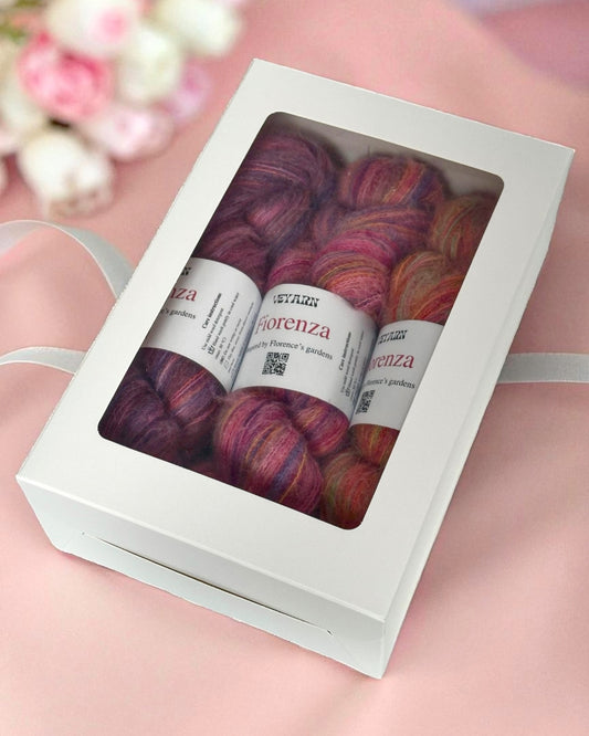 Fiorenza Gift Yarn Set — Camelia · Fucsia · Ortensia