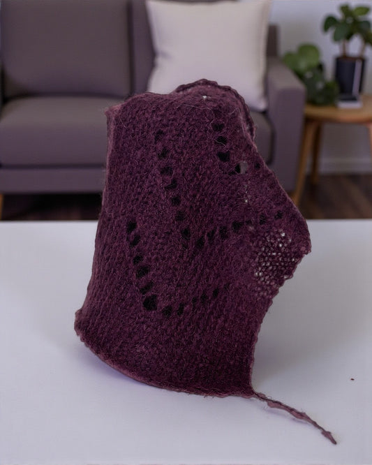 Mohair Yarn on cone, 350m/100g, color Eggplant