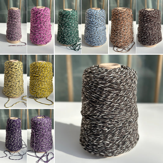 100% Cashmere Mouline yarns on cone, 11 colors, 150m/100g