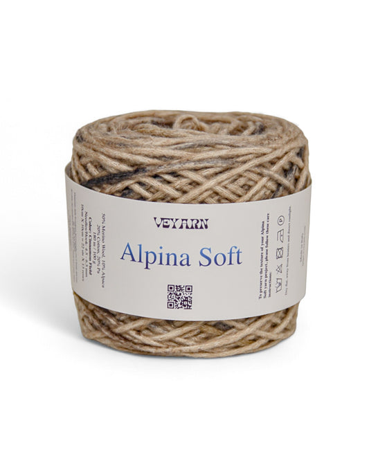 Alpina Soft Cinnamon Field — Italian merino alpaca cotton blend cord yarn 100g