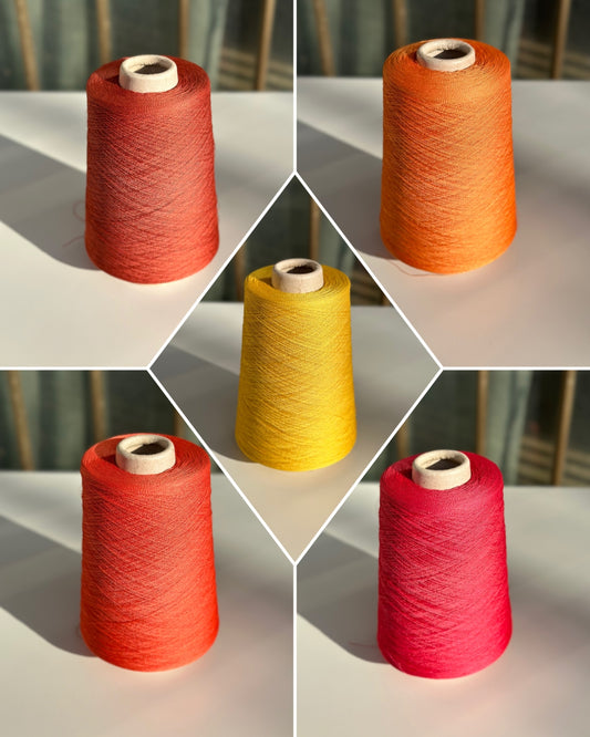 Mulberry Silk Cotton Yarn Italy Shades of orange, coral and yellow
