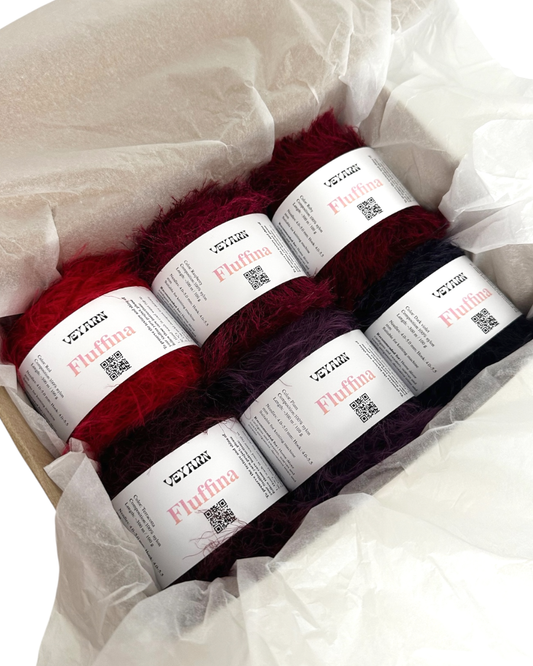 Fluffina yarn set in a gift box (6 skeins)