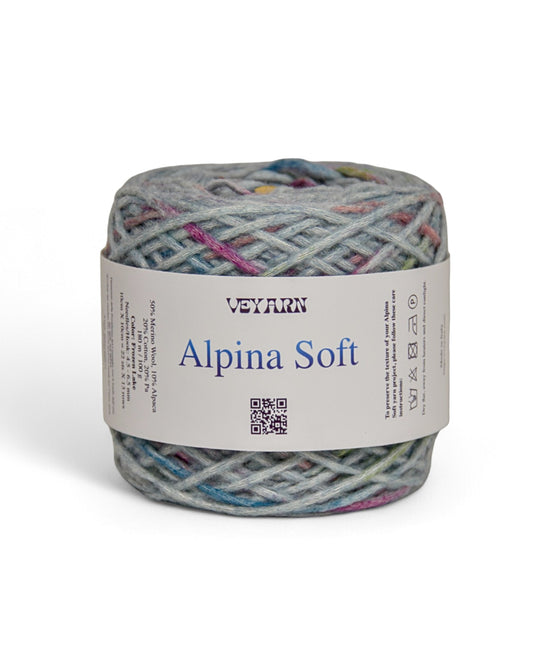 Alpina Soft Frozen Lake — Italian merino alpaca cotton blend cord yarn 100g