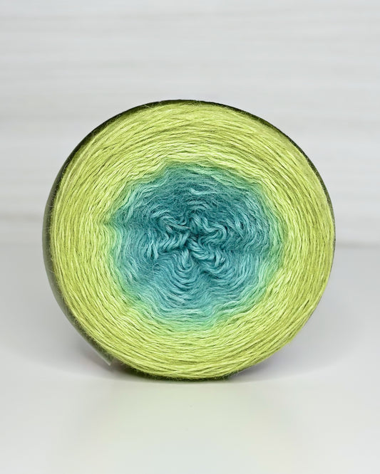 Angora Gradient Yarn. Color delicate green to turquoise