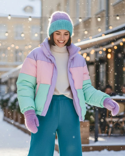 Turquoise–Lilac Gradient Mohair Beanie with Lurex