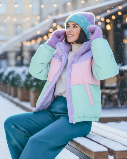 Turquoise–Lilac Gradient Mohair Beanie with Lurex