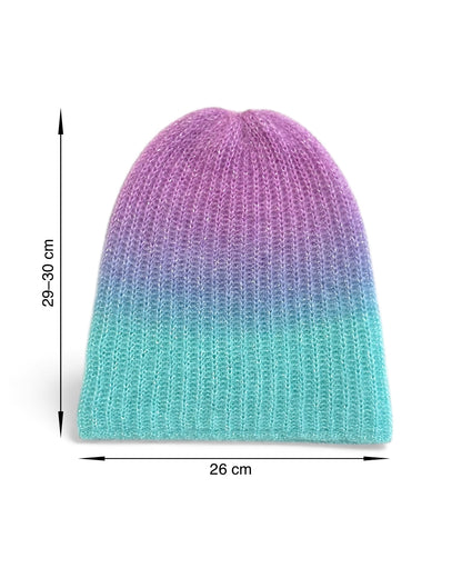 Turquoise–Lilac Gradient Mohair Beanie with Lurex