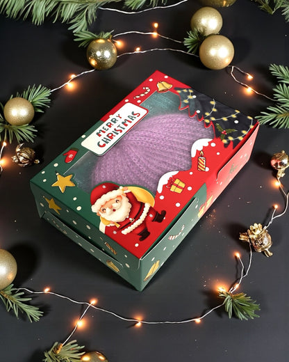 Turquoise–Lilac Gradient Mohair Beanie with Lurex