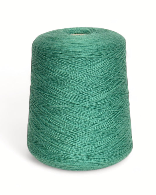 Green angora blend yarn cone, 750 m / 100 g