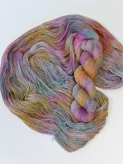 Merino superwash and nylon hand dyed yarn color Rainy sunset, 100g