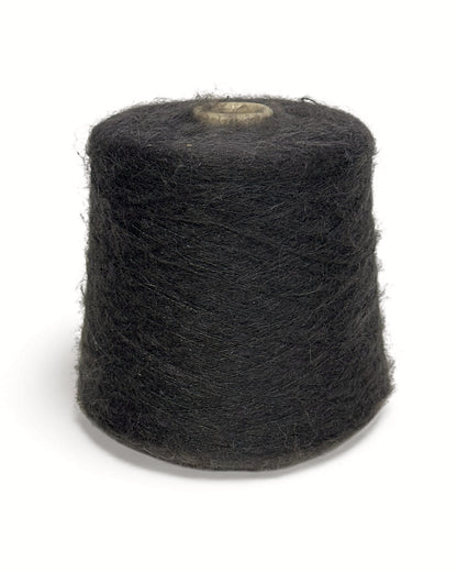 Carbon Black — fluffy mohair yarn Dallas on cone, 950m/100g