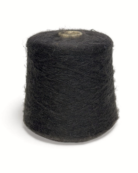 Carbon Black — fluffy mohair yarn Dallas on cone, 950m/100g