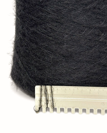 Carbon Black — fluffy mohair yarn Dallas on cone, 950m/100g