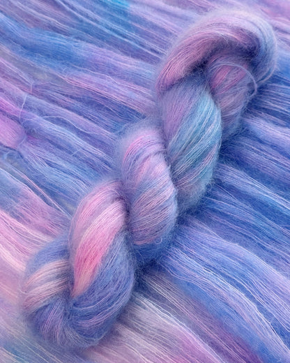 Super kid mohair with nylon, color Azure Dawn, Hand Dyed Yarn, 50g