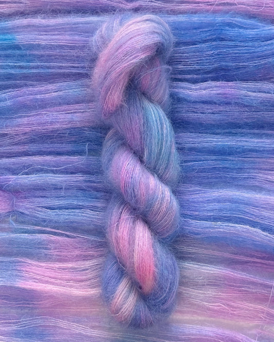 Super kid mohair with nylon, color Azure Dawn, Hand Dyed Yarn, 50g