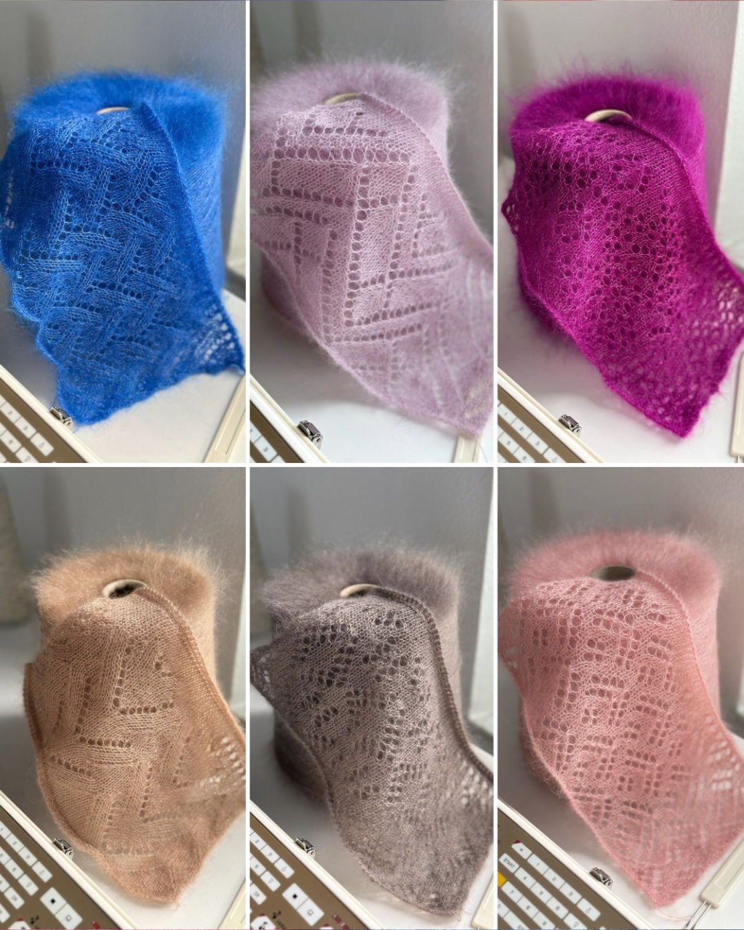 Filato Super Kid Mohair Silk Italy, colori Blu, Fucsia, Nude, Lilla, Desert Taupe, Rosa Cipria