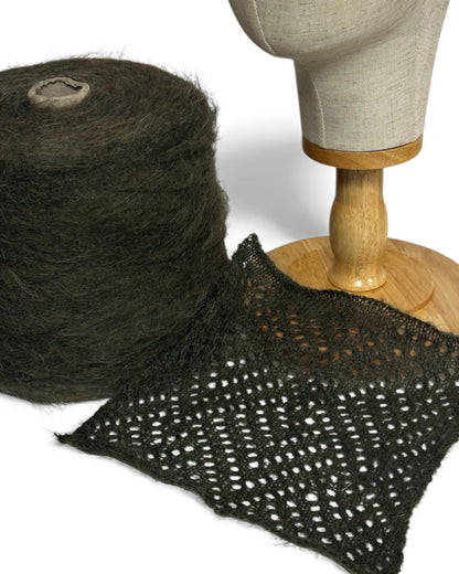 Moss Shadow — fluffy mohair yarn Kid Melange on cone, 950m/100g