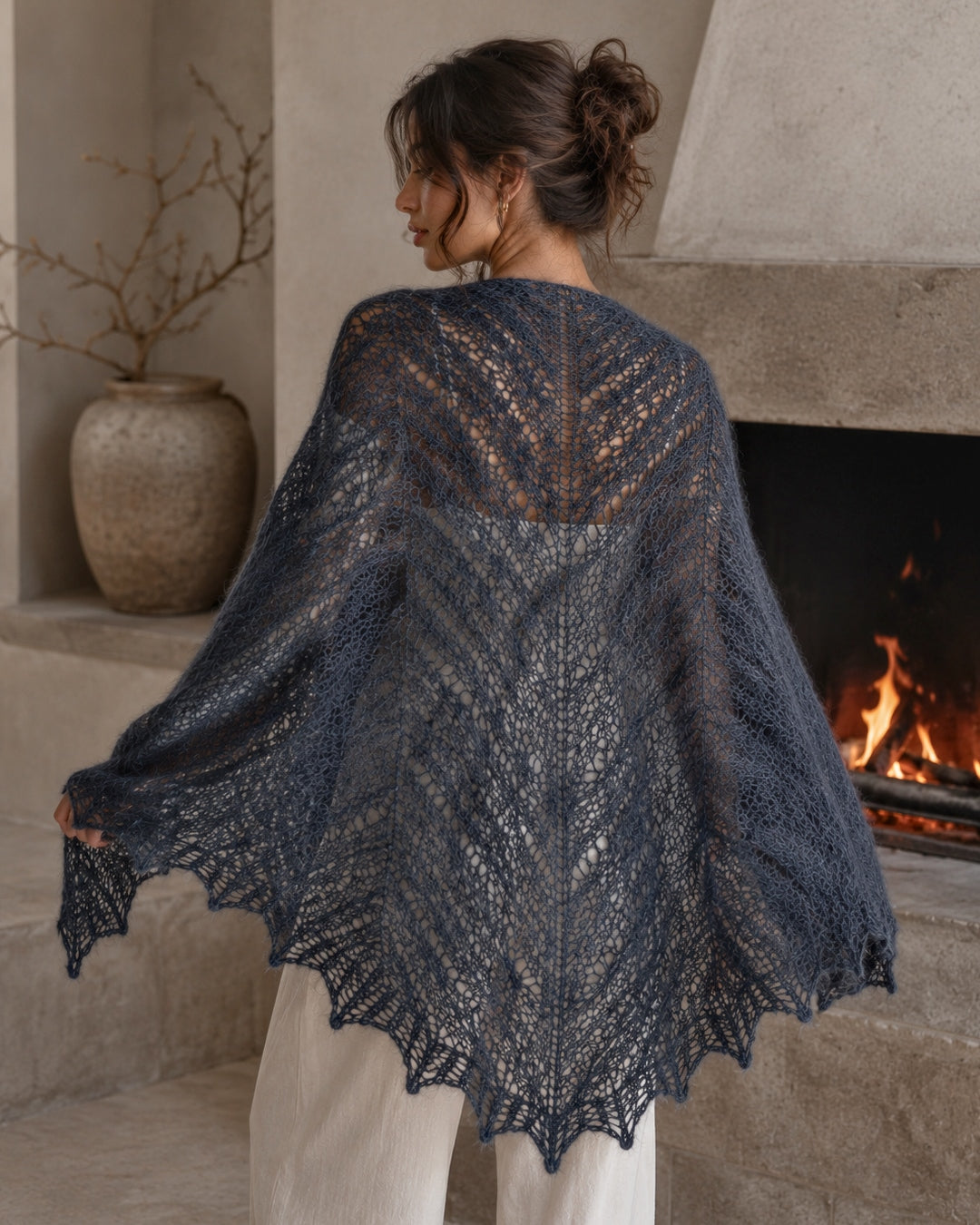 Midnight Slate — fluffy mohair yarn Dallas on cone, 950m/100g