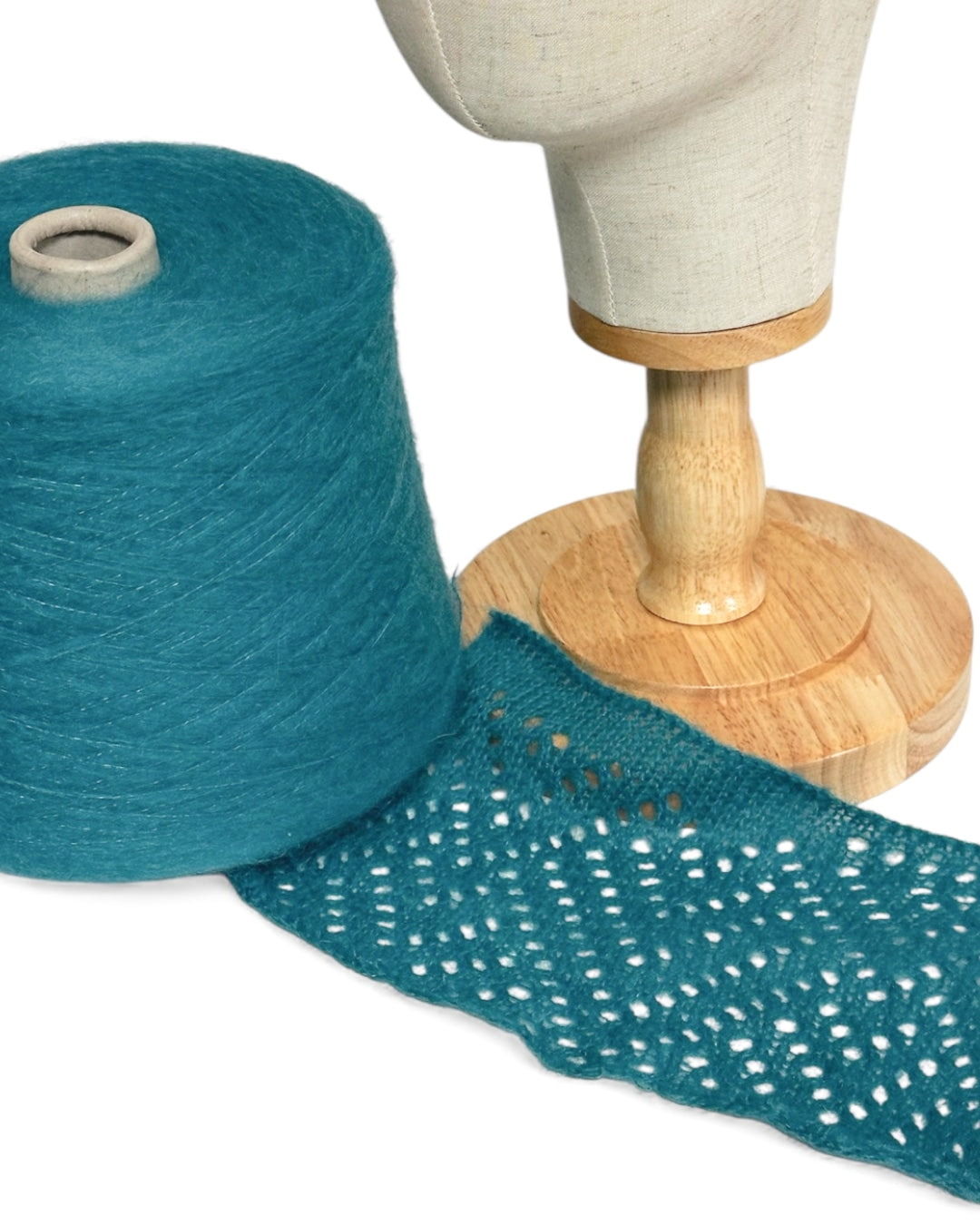 Deep Teal Breeze — fluffy mohair yarn Marzia on cone, 900m/100g