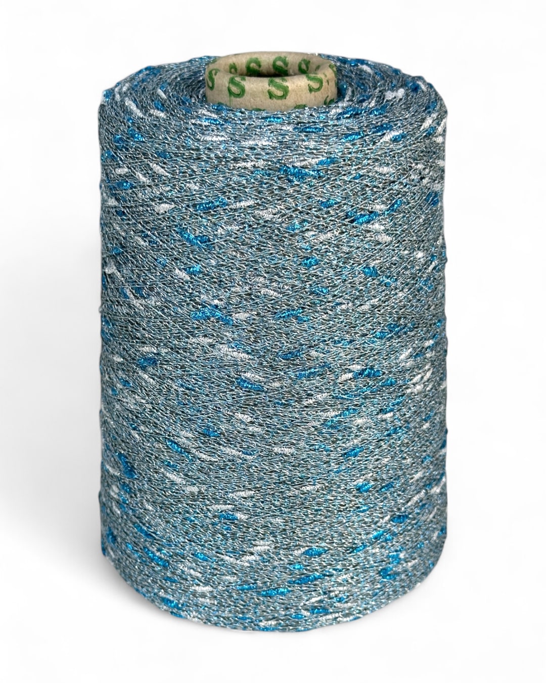 Vertical view of Stellina Ice Flash cone — silvery and turquoise shine