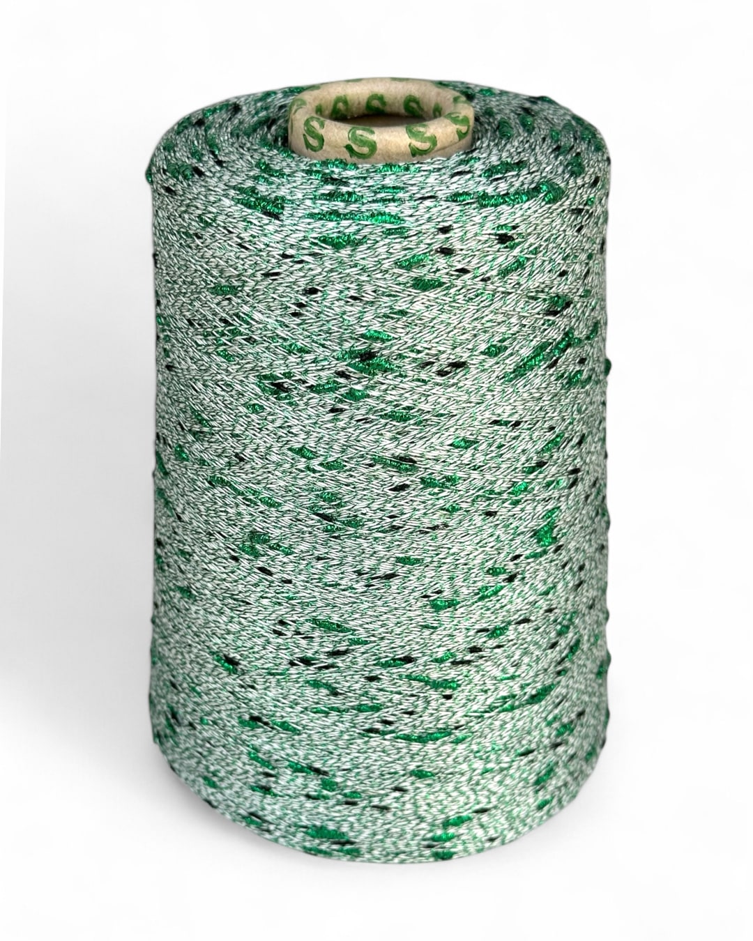 Stellina yarn “Icy Pine” on cone