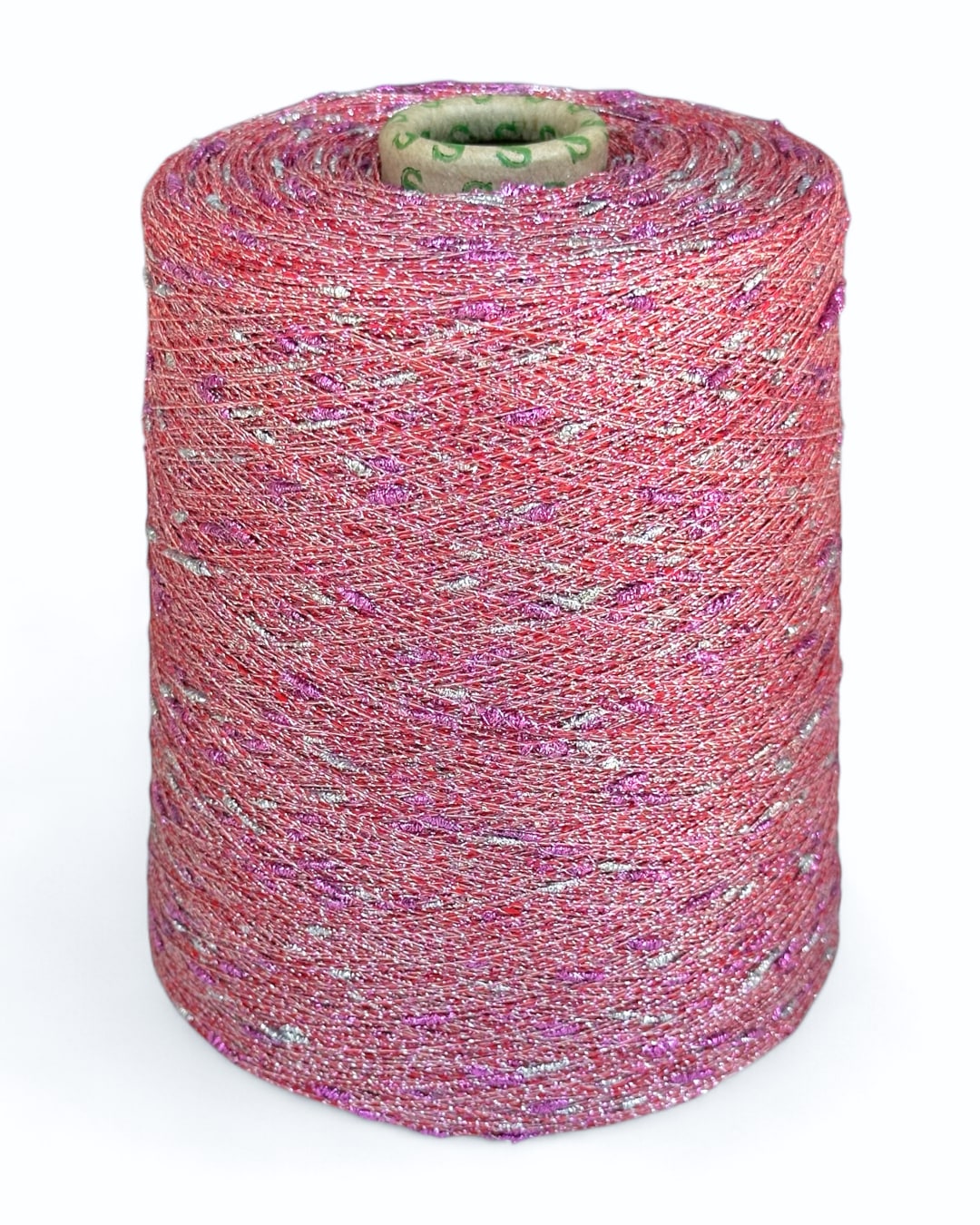 Knot yarn Pink Fizz with coral-pink base and silver-pink sparkle