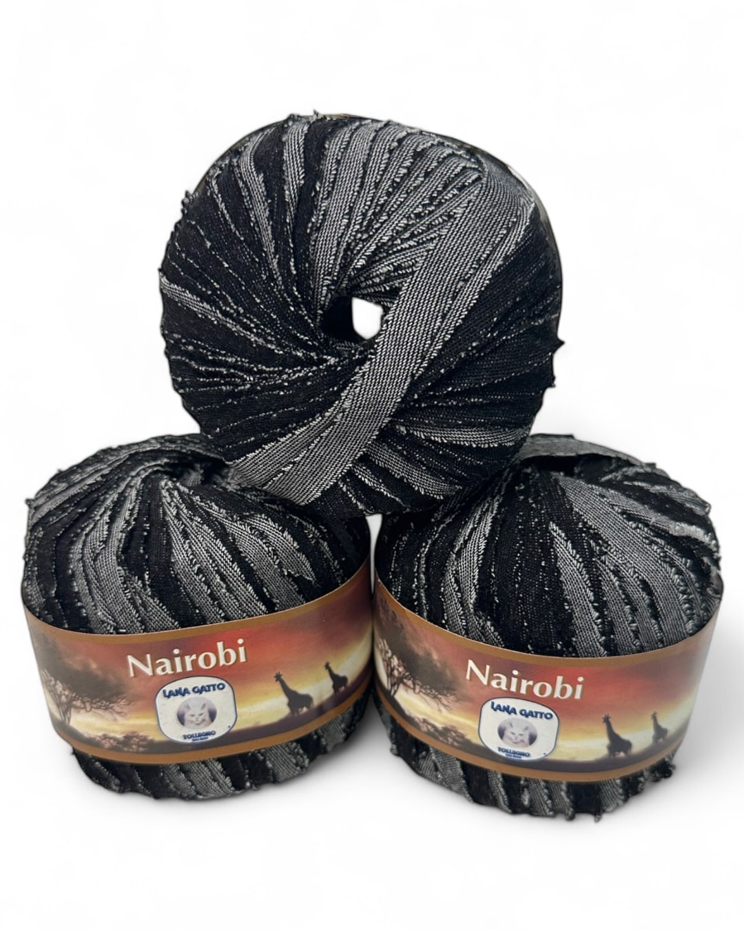 Lana Gatto Nairobi Yarn, Color 8402 (Black Denim)