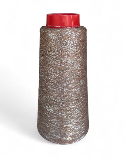 Cone of Beige Silver lurex yarn – 100 g with warm shine and shimmer