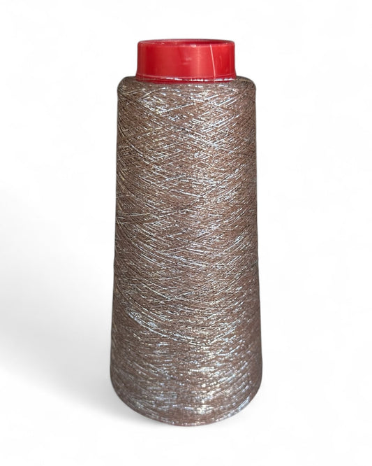 Cone of Beige Silver lurex yarn – 100 g with warm shine and shimmer