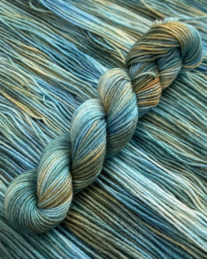 Merino Cashmere Cotton, color Aqua Harmony, Hand Dyed Yarn, 50g