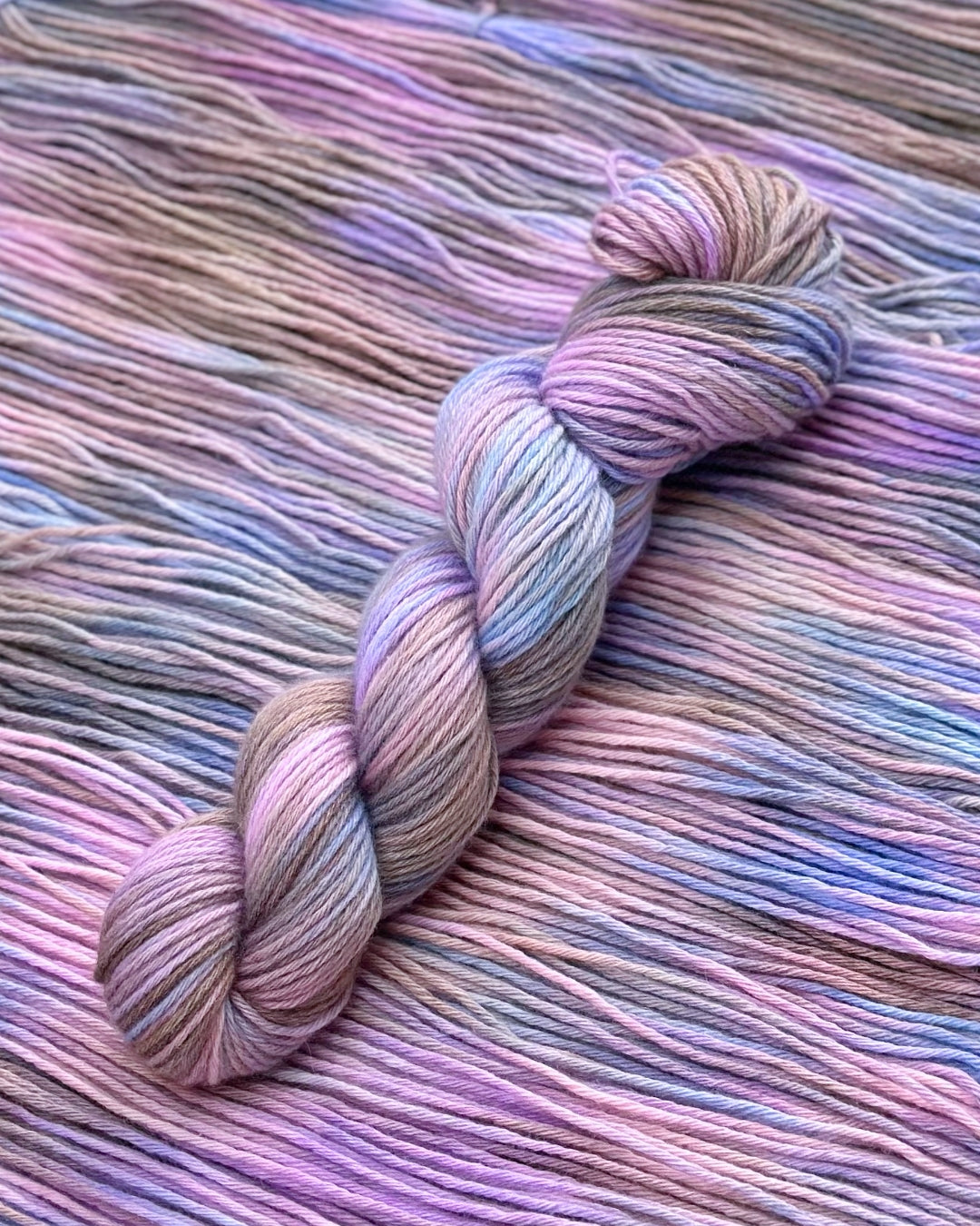 Merino Cashmere Cotton, color Lavender Dawn, Hand Dyed Yarn, 50g