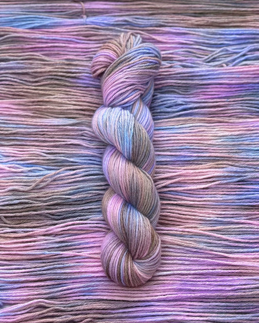 Merino Cashmere Cotton, color Lavender Dawn, Hand Dyed Yarn, 50g