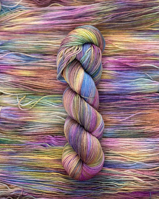 Merino wool Hand Dyed yarn, color Northern Lights Magic, 420m, skein 100g