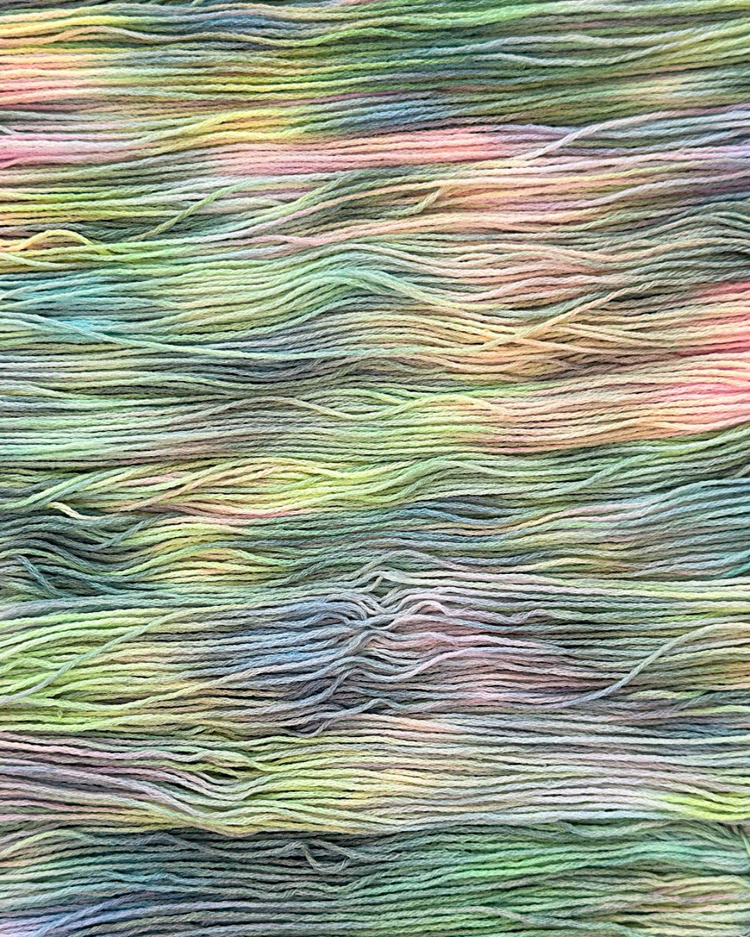 Merino wool Hand Dyed yarn, color Green Dreams, 420m, skein 100g