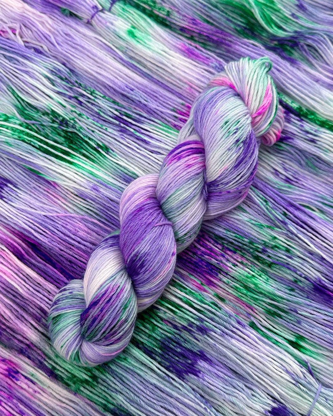 Merino superwash and nylon hand dyed yarn color Meadow Blooms, 100g, 420m