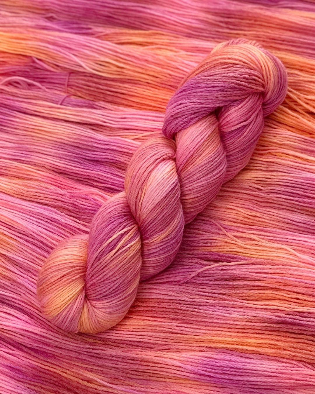 Merino superwash and nylon hand dyed yarn color Savannah Sunrise, 100g, 420m