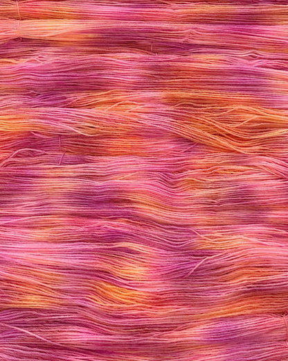 Filato in lana merino superwash e nylon tinto a mano, colore Savannah Sunrise, 100 g, 420 m