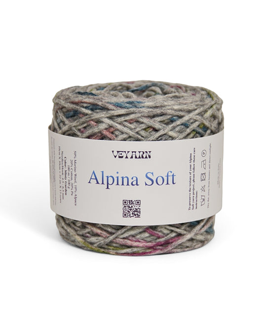 Alpina Soft Misty Garden — Italian merino alpaca cotton blend cord yarn 100g