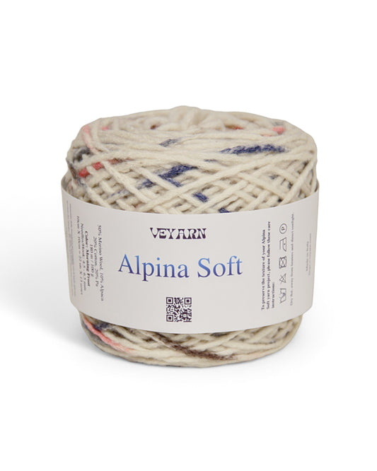 Alpina Soft Morning Frost — Italian merino alpaca cotton blend cord yarn 100g